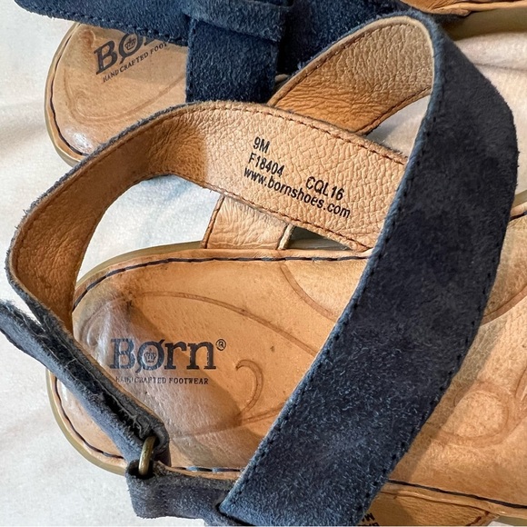 Born Navy Blue Strappy Adjustable Leather Sandals Minimalist Comfort Size 9 - Picture 3 of 9
